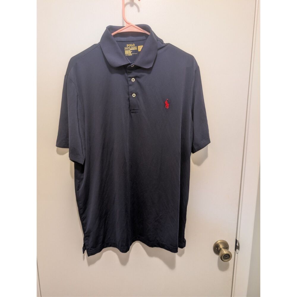Polo Ralph Lauren Performance Men's Large 180/100A Navy Short Sleeve Polo Shirt